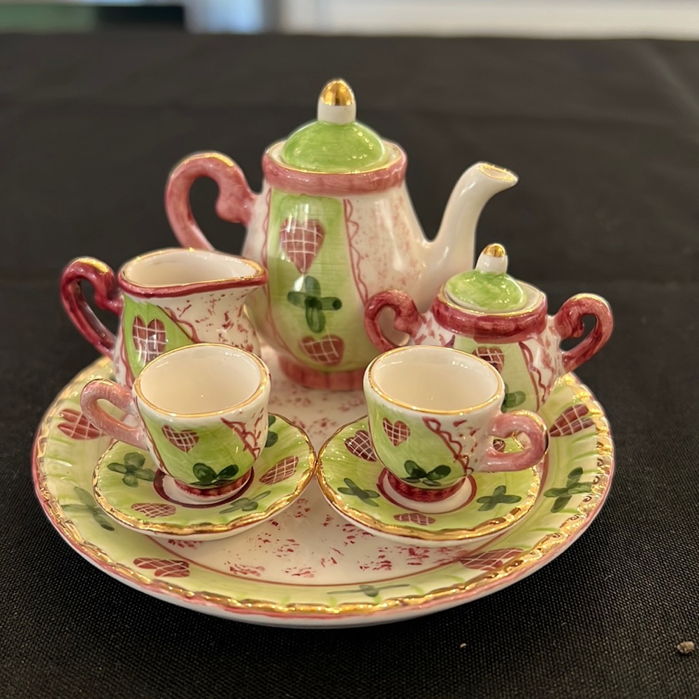 Miniature Tea Set Vintage
Dollhouse Ceramic Floral...